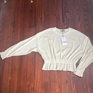 Zara top new with tags. Cream, size M